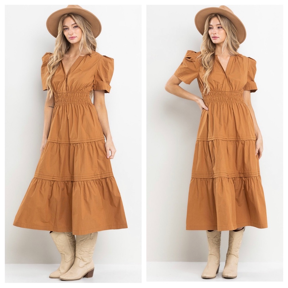ShopEvelynne Tan Midi Dress